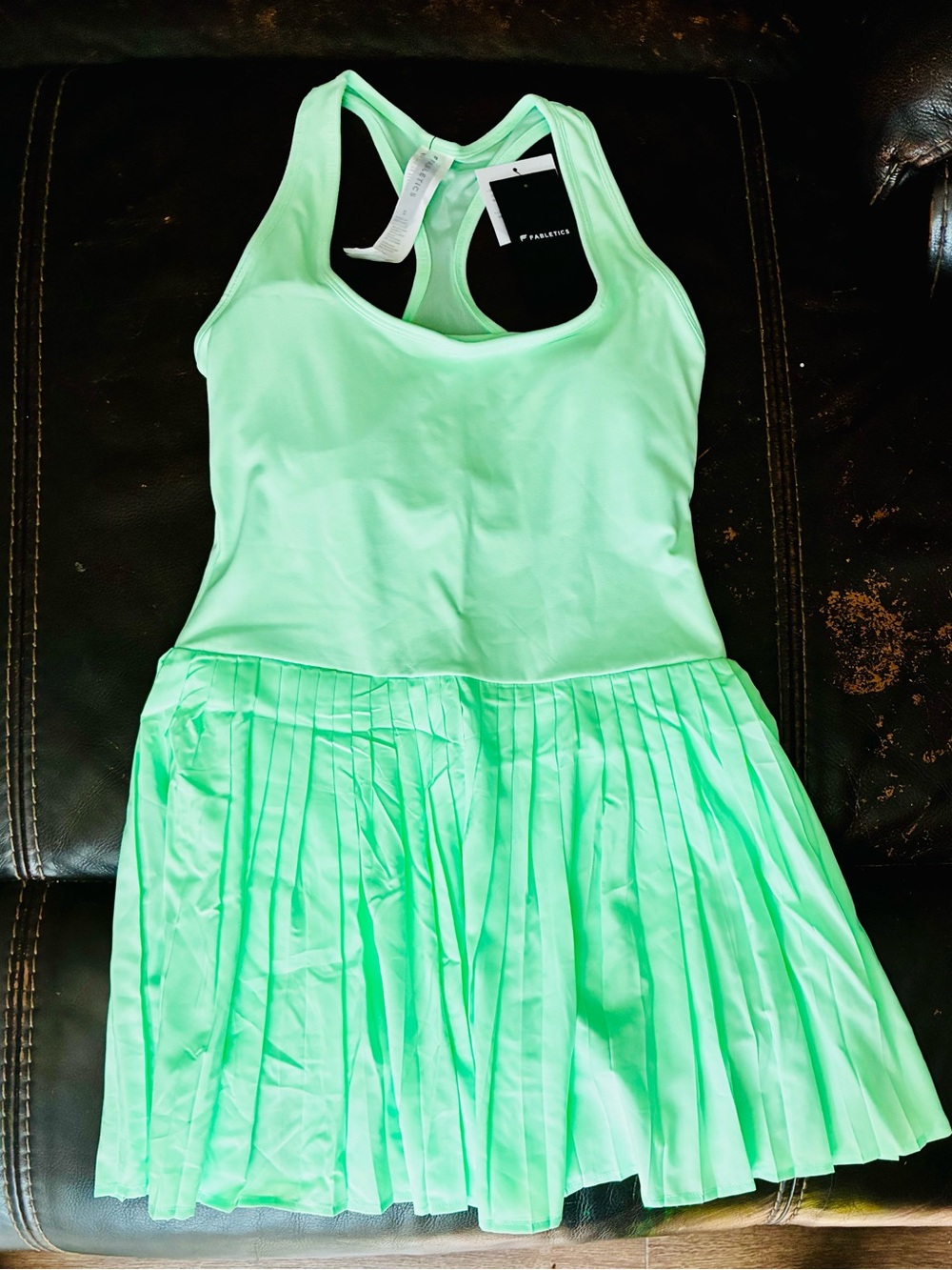 Fabletics Mint Green Pleated Racerback Dress